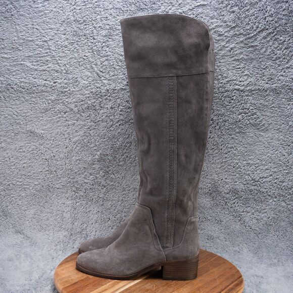 Vince Camuto Size 8.5 M Kochelda 2 Wide Calf Over the Knee Boot Gray Suede OTK - Picture 1 of 7